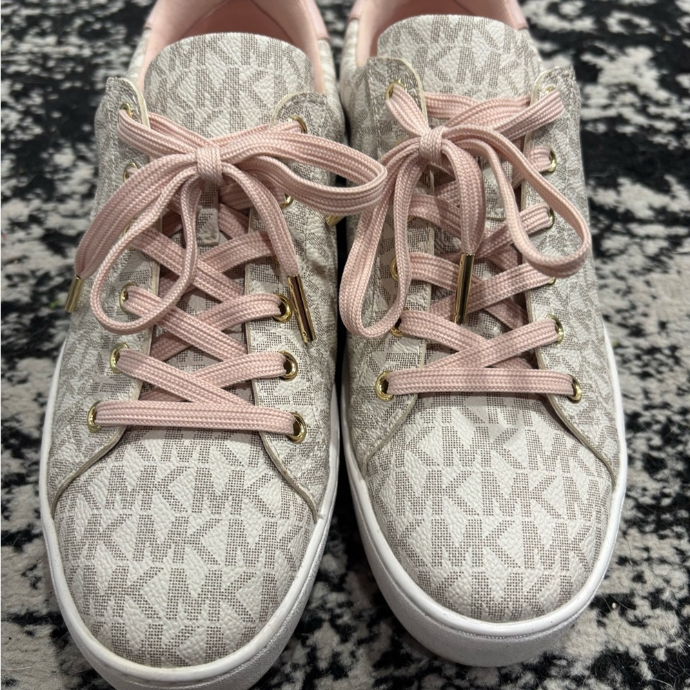 Michael Kors Women's Pink and Cream Sneakers- Worn Once!